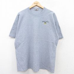 XL★古着 半袖 ビンテージ Tシャツ メンズ 90年代 90s プエルトリコ 大きいサイズ コットン クルーネック USA製 薄紺 ネイビー ストライプ 25aug19 中古