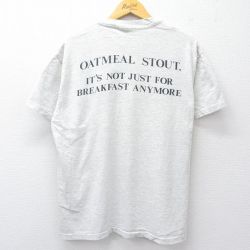 【20%OFF】L★古着 ヘインズ Hanes 半袖 ビンテージ Tシャツ メンズ 90年代 90s ROGUE ALE クルーネック USA製 薄グレー 霜降り 25aug20 中古