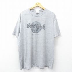 XL★古着 半袖 ビンテージ Tシャツ メンズ 00年代 00s ハードロックカフェ カンクン 大きいサイズ コットン クルーネック グレー 霜降り 25aug20 中古