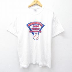 L★古着 ヘインズ Hanes 半袖 ビンテージ Tシャツ メンズ 00年代 00s MCBR 野球 クルーネック 白 ホワイト 25aug20 中古