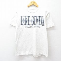 L★古着 半袖 ビンテージ Tシャツ メンズ 90年代 90s LAKE GENEVA クルーネック 白 ホワイト 25aug20 中古