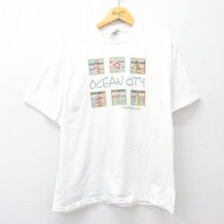 【50%OFF】L★古着 オニータ ONEITA 半袖 ビンテージ Tシャツ メンズ 90年代 90s OCEAN CITY 灯台 コットン クルーネック 白 ホワイト 25aug20 中古