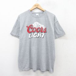 XL★古着 半袖 ビンテージ Tシャツ メンズ 00年代 00s クアーズライト ビール クルーネック グレー 霜降り 25aug20 中古