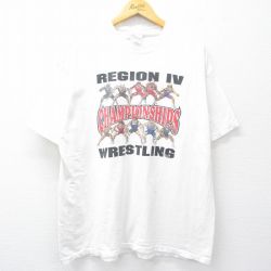 【50%OFF】XL★古着 ヘインズ Hanes 半袖 ビンテージ Tシャツ メンズ 00年代 00s レスリング 大きいサイズ コットン クルーネック 白 ホワイト 25aug20 中古