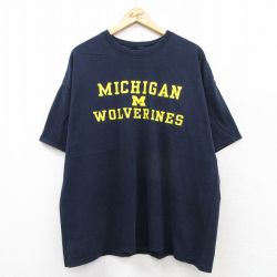 【50%OFF】XL★古着 半袖 ビンテージ Tシャツ メンズ 00年代 00s ミシガン 大きいサイズ コットン クルーネック 紺 ネイビー 25aug20 中古