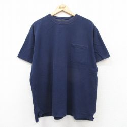 XL★古着 半袖 ビンテージ Tシャツ メンズ 00年代 00s 胸ポケット付き 大きいサイズ コットン クルーネック 紺 ネイビー 25aug20 中古