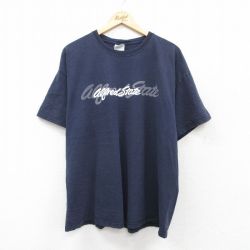 XL★古着 ヘインズ Hanes 半袖 ビンテージ Tシャツ メンズ 00年代 00s alfred state 大きいサイズ コットン クルーネック 紺 ネイビー 25aug20 中古