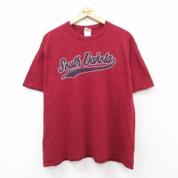 XL★古着 半袖 ビンテージ Tシャツ メンズ 00年代 00s South Dakota 大きいサイズ コットン クルーネック エンジ 25aug21 中古