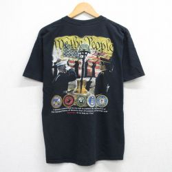 L★古着 半袖 ビンテージ Tシャツ メンズ 90年代 90s ミリタリー 胸ポケット付き コットン クルーネック USA製 黒 ブラック 25aug21 中古