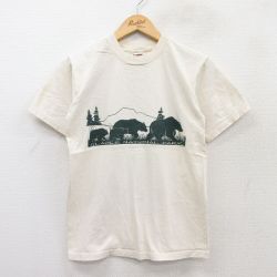 【50%OFF】S★古着 フルーツオブザルーム 半袖 ビンテージ Tシャツ メンズ 90年代 90s クマ コットン クルーネック 生成り 25aug21 中古