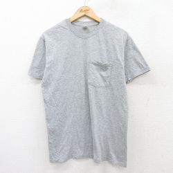 L★古着 フルーツオブザルーム 半袖 ビンテージ Tシャツ メンズ 00年代 00s 無地 胸ポケット付き クルーネック グレー 霜降り 25aug21 中古