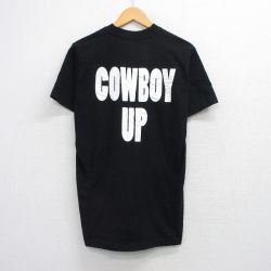 【50%OFF】L★古着 フルーツオブザルーム 半袖 ビンテージ Tシャツ メンズ 90年代 90s カウボーイ カフェ コットン クルーネック USA製 黒 ブラック 25aug21 中古