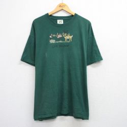 XL★古着 半袖 ビンテージ Tシャツ メンズ 00年代 00s シカ ハンティング 大きいサイズ コットン クルーネック 緑 グリーン 25aug21 中古