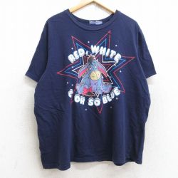 【50%OFF】XL★古着 半袖 ビンテージ Tシャツ メンズ 00年代 00s ディズニー DISNEY くまのプーさん イーヨー 大きいサイズ クルーネック 紺 ネイビー 25aug22 中古