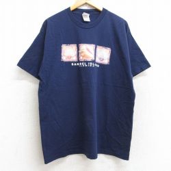 XL★古着 フルーツオブザルーム 半袖 ビンテージ Tシャツ メンズ 00年代 00s 貝がら サニベル コットン クルーネック 紺 ネイビー 25aug22 中古