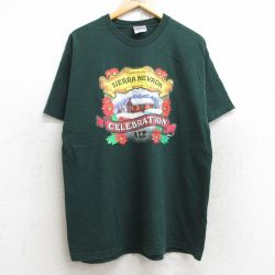 L★古着 ヘインズ Hanes 半袖 ビンテージ Tシャツ メンズ 90年代 90s シエラネヴァダ ビール コットン クルーネック 緑 グリーン 25aug22 中古