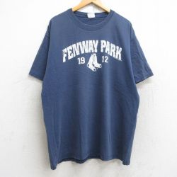 XL★古着 リー Lee 半袖 ビンテージ Tシャツ メンズ 00年代 00s MLB ボストンレッドソックス 大きいサイズ クルーネック 紺 ネイビー メジャーリーグ ベースボール 野球 25aug22 中古