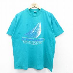 フルーツオブザルーム 90s 半袖Tシャツ ヨット ライトブルー XL | 古着