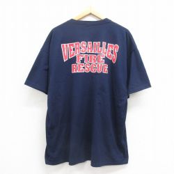 ジャージーズ 00s 半袖Tシャツ ファイヤーレスキュー ネイビー XL | 古着
