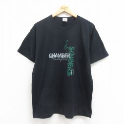 L★古着 半袖 ビンテージ Tシャツ メンズ 00年代 00s CHAMBER クルーネック 黒 ブラック 25aug22 中古