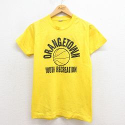 S★古着 スクリーンスターズ 半袖 ビンテージ Tシャツ メンズ 80年代 80s バスケットボール クルーネック USA製 黄 イエロー 25aug22 中古