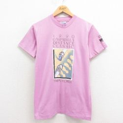S★古着 ヘインズ Hanes 半袖 ビンテージ Tシャツ メンズ 90年代 90s スニーカー クルーネック USA製 紫 パープル 25aug22 中古
