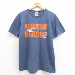 【50%OFF】L★古着 フルーツオブザルーム 半袖 ビンテージ Tシャツ メンズ 00年代 00s 鳥 コットン クルーネック 濃紺 ネイビー 25aug22 中古