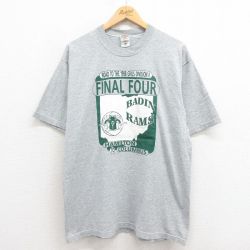 L★古着 フルーツオブザルーム 半袖 ビンテージ Tシャツ メンズ 90年代 90s ラムズ クルーネック USA製 グレー 霜降り 25aug22 中古