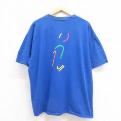 XL★古着 半袖 ビンテージ Tシャツ メンズ 00年代 00s ヘルスケア 大きいサイズ コットン クルーネック 青 ブルー 25aug23 中古