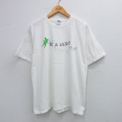 L★古着 半袖 ビンテージ Tシャツ メンズ 00年代 00s 妖精 HERO コットン クルーネック 白 ホワイト 25aug23 中古