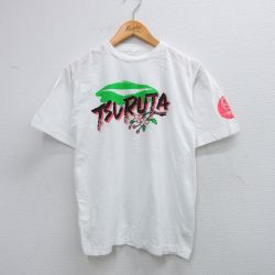 L★古着 半袖 ビンテージ Tシャツ メンズ 80年代 80s TSURUTA 花 コットン クルーネック 白 ホワイト 25aug23 中古