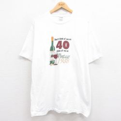 【50%OFF】XL★古着 半袖 ビンテージ Tシャツ メンズ 00年代 00s ワイン コットン クルーネック 白 ホワイト 25aug23 中古