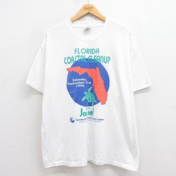 XL★古着 ヘインズ Hanes 半袖 ビンテージ Tシャツ メンズ 90年代 90s フロリダ 企業広告 クルーネック USA製 白 ホワイト 【spe】 25aug23 中古
