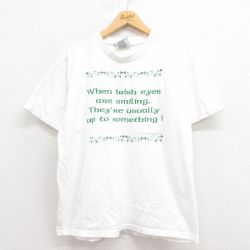 【50%OFF】L★古着 リー Lee 半袖 ビンテージ Tシャツ メンズ 90年代 90s メッセージ コットン クルーネック USA製 白 ホワイト 25aug23 中古
