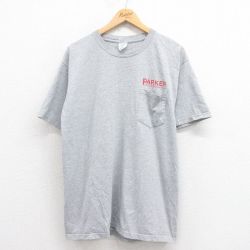 【20%OFF】L★古着 半袖 ビンテージ Tシャツ パーカー メンズ 00年代 00s 胸ポケット付き クルーネック グレー 霜降り 25aug23 中古