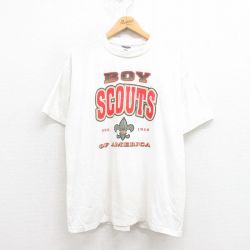 XL★古着 ジャージーズ 半袖 ビンテージ Tシャツ メンズ 90年代 90s ボーイスカウト クルーネック USA製 白 ホワイト 25aug23 中古