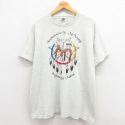 【20%OFF】XL★古着 フルーツオブザルーム 半袖 ビンテージ Tシャツ メンズ 90年代 90s インディアン ドリームキャッチャー 大きいサイズ クルーネック USA製 グレー 霜降り 25aug23 中古
