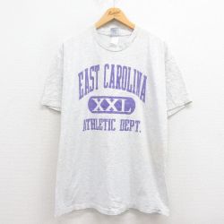 XL★古着 半袖 ビンテージ Tシャツ メンズ 90年代 90s イーストカロライナ クルーネック グレー 霜降り 25aug23 中古