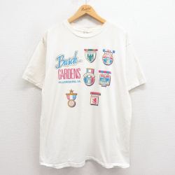 XL★古着 半袖 ビンテージ Tシャツ メンズ 90年代 90s ブッシュガーデン コットン クルーネック USA製 白 ホワイト 25aug23 中古