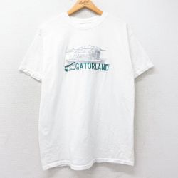 L★古着 半袖 ビンテージ Tシャツ メンズ 00年代 00s GATORLAND 刺繍 コットン クルーネック 白 ホワイト 25aug25 中古