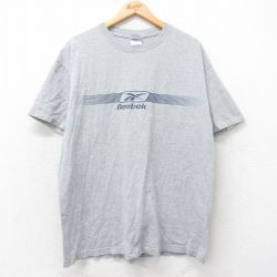 XL★古着 リーボック REEBOK 半袖 ビンテージ Tシャツ メンズ 00年代 00s ビッグロゴ クルーネック グレー 霜降り 25aug26 中古