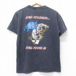 【20%OFF】M★古着 半袖 ビンテージ Tシャツ メンズ 00年代 00s NATCA 犬 コットン クルーネック USA製 黒 ブラック 25aug26 中古