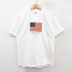 L★古着 半袖 ビンテージ Tシャツ メンズ 00年代 00s 星条旗 コットン クルーネック 白 ホワイト 25aug26 中古