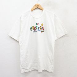 L★古着 半袖 ビンテージ Tシャツ メンズ 90年代 90s SICILIA 刺繍 クルーネック 白 ホワイト 【spe】 25aug26 中古