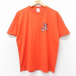 L★古着 ジャージーズ 半袖 ビンテージ Tシャツ メンズ 90年代 90s トラ ボーイスカウト クルーネック USA製 オレンジ 25aug26 中古