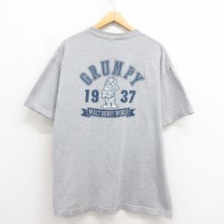 XL★古着 半袖 ビンテージ Tシャツ メンズ 00年代 00s ディズニー DISNEY しらゆきひめ 7人の小人 七人のこびと 大きいサイズ クルーネック グレー 霜降り 25aug26 中古