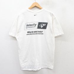 L★古着 ナイキ NIKE 半袖 ビンテージ Tシャツ メンズ 00年代 00s Velocity コットン クルーネック 白 ホワイト 25aug27 中古