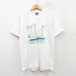 L★古着 スクリーンスターズ 半袖 ビンテージ Tシャツ メンズ 80年代 80s ヨット クルーネック USA製 白 ホワイト 25aug27 中古