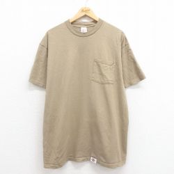 【20%OFF】XL★古着 ディッキーズ Dickies 半袖 ビンテージ Tシャツ メンズ 00年代 00s 無地 胸ポケット付き コットン クルーネック ベージュ カーキ 25aug27 中古