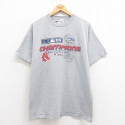 L★古着 半袖 ビンテージ Tシャツ メンズ 00年代 00s MLB ボストンレッドソックス クルーネック グレー 霜降り メジャーリーグ ベースボール 野球 25aug27 中古